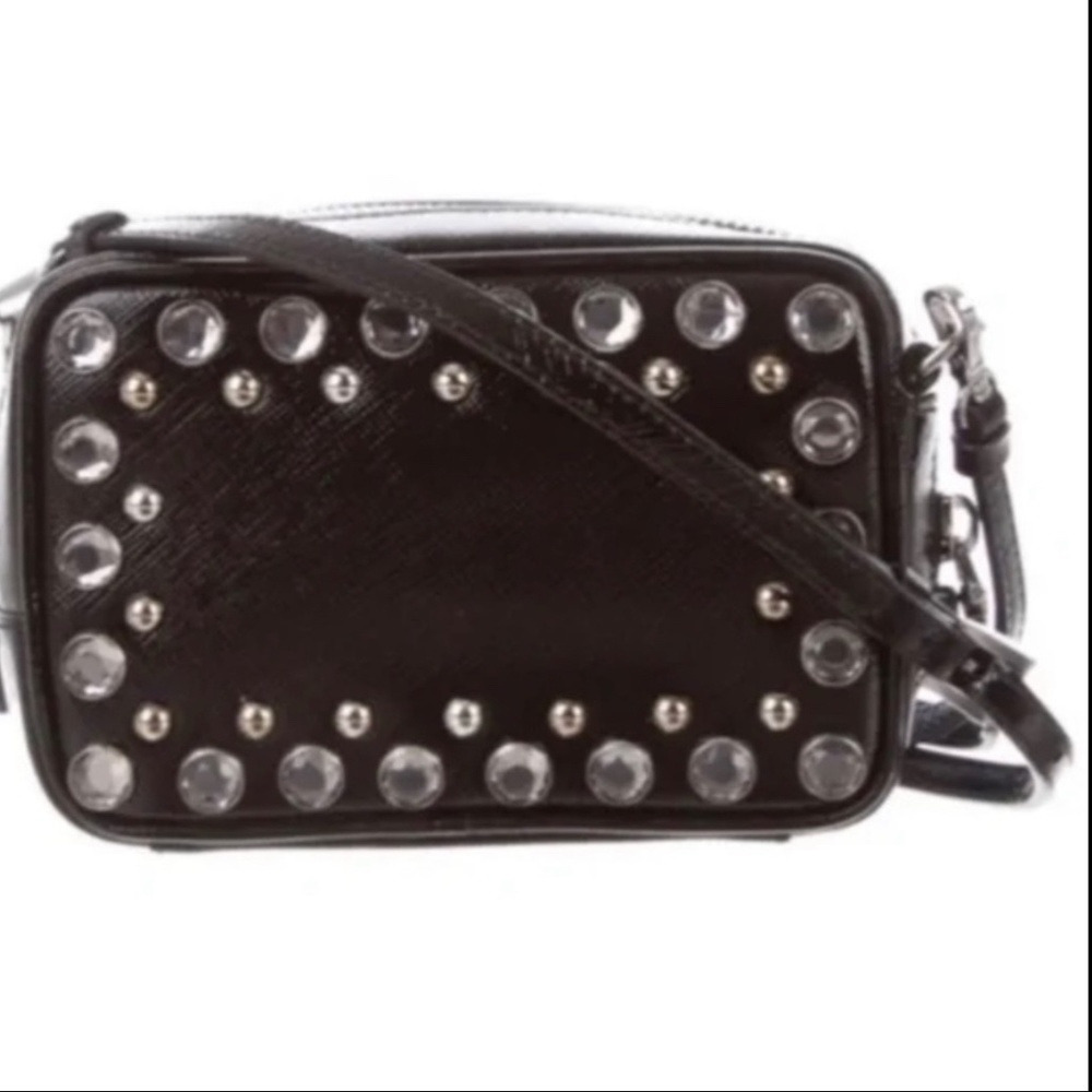 *PRADA* Bijoux Crystal Studded *Mini* Saffiano Patent Crossbody - Picture 6 of 12